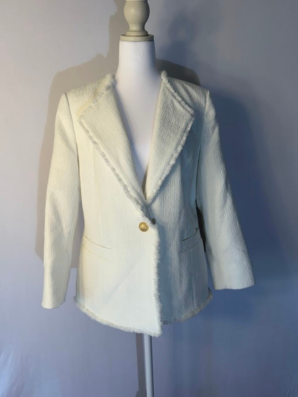 Kasper Womens Tweed One-Button Fring Vanilla Ice 8